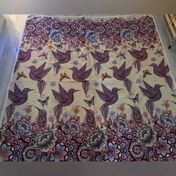 Other - Mexican Blanket Reversible Cover Beautiful Birds Flowers 90”’by 80”
